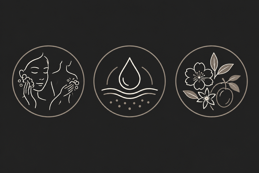 Product-specific icons for a sensitive skin face and body cleanser